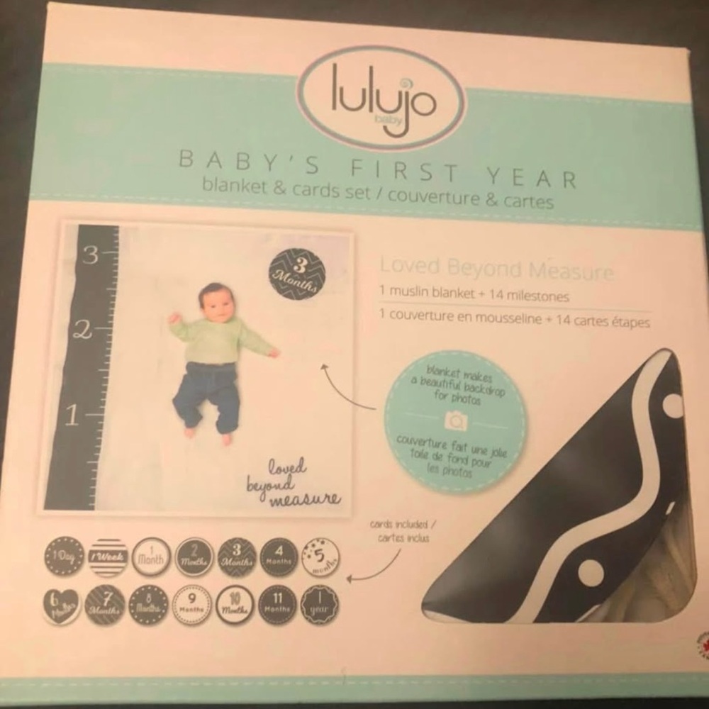 Lulujo Baby's First Year Blanket & Cards Set